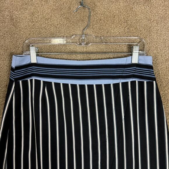 Ann Taylor Loft Skirt Womens 6 Black/Blue Striped Wrap ‎ Knee Length Straight - Picture 2 of 10